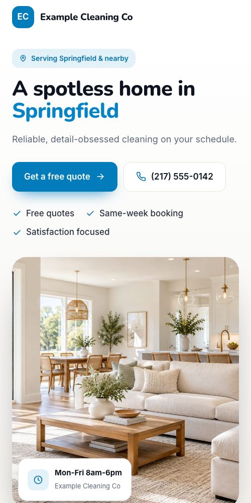 The same site on a phone