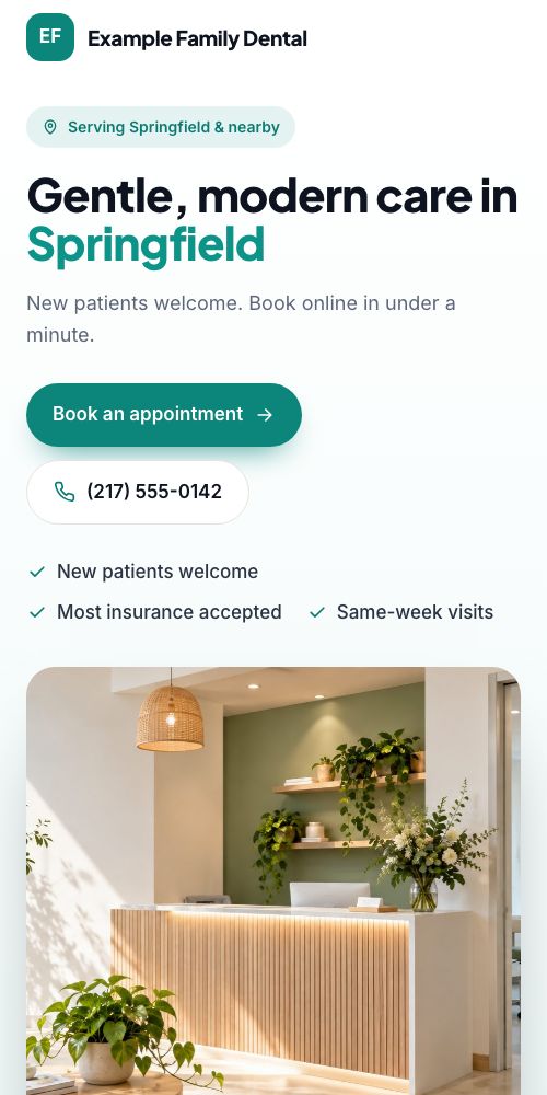 The same site on a phone