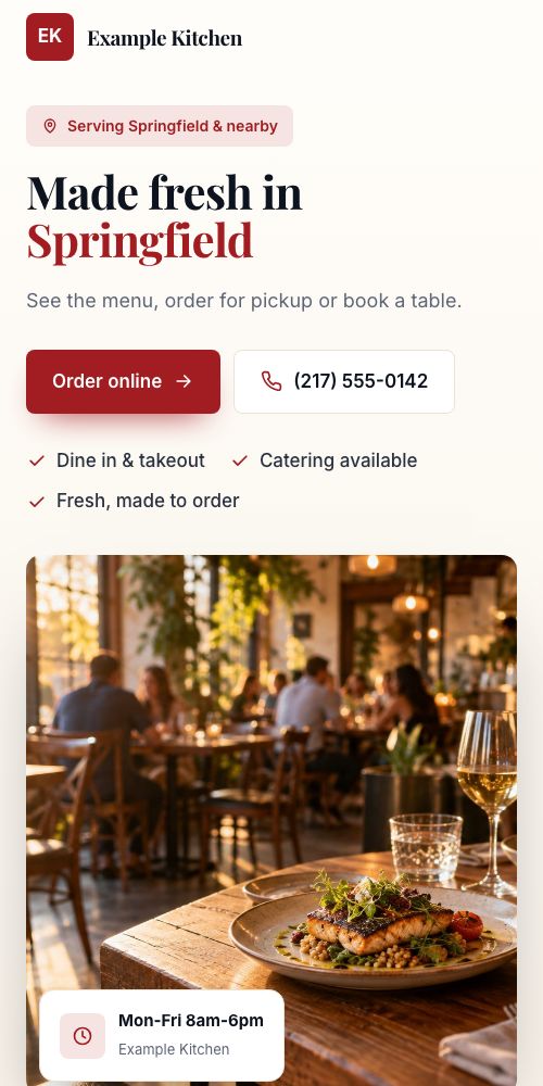 The same site on a phone