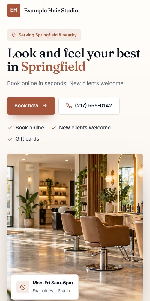 The same site on a phone