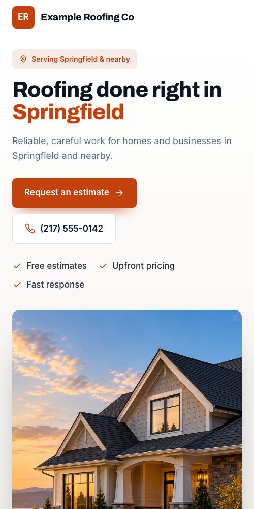 The same site on a phone